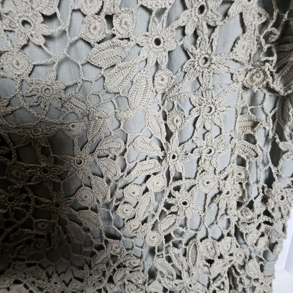 LIM'S Women Delicate Taupe Crochet Maxi Dress Size Large - Picture 14 of 15